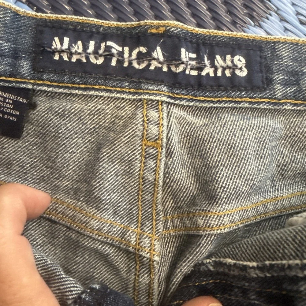 Vintage Y2K Nautica‎ Denim Baggy Jean Shorts Size 34 Carpenter Style